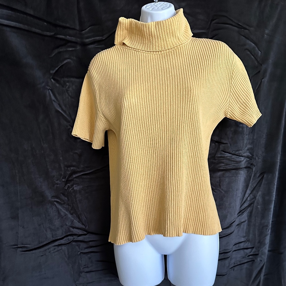 Vintage Pierre Cardin,  gold ribbed knit turtle neck sweater,size M